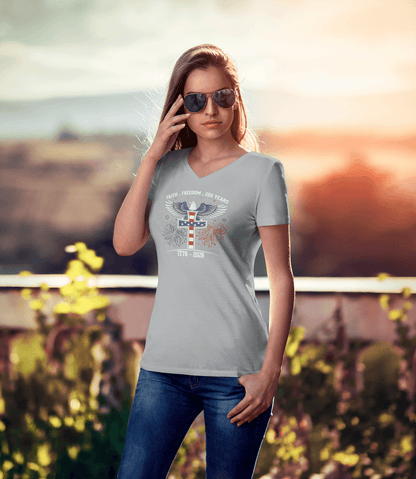 Faith & Freedom: 250 Years Under God - Ladies V-Neck