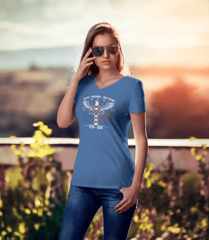 Faith & Freedom: 250 Years Under God - Ladies V-Neck