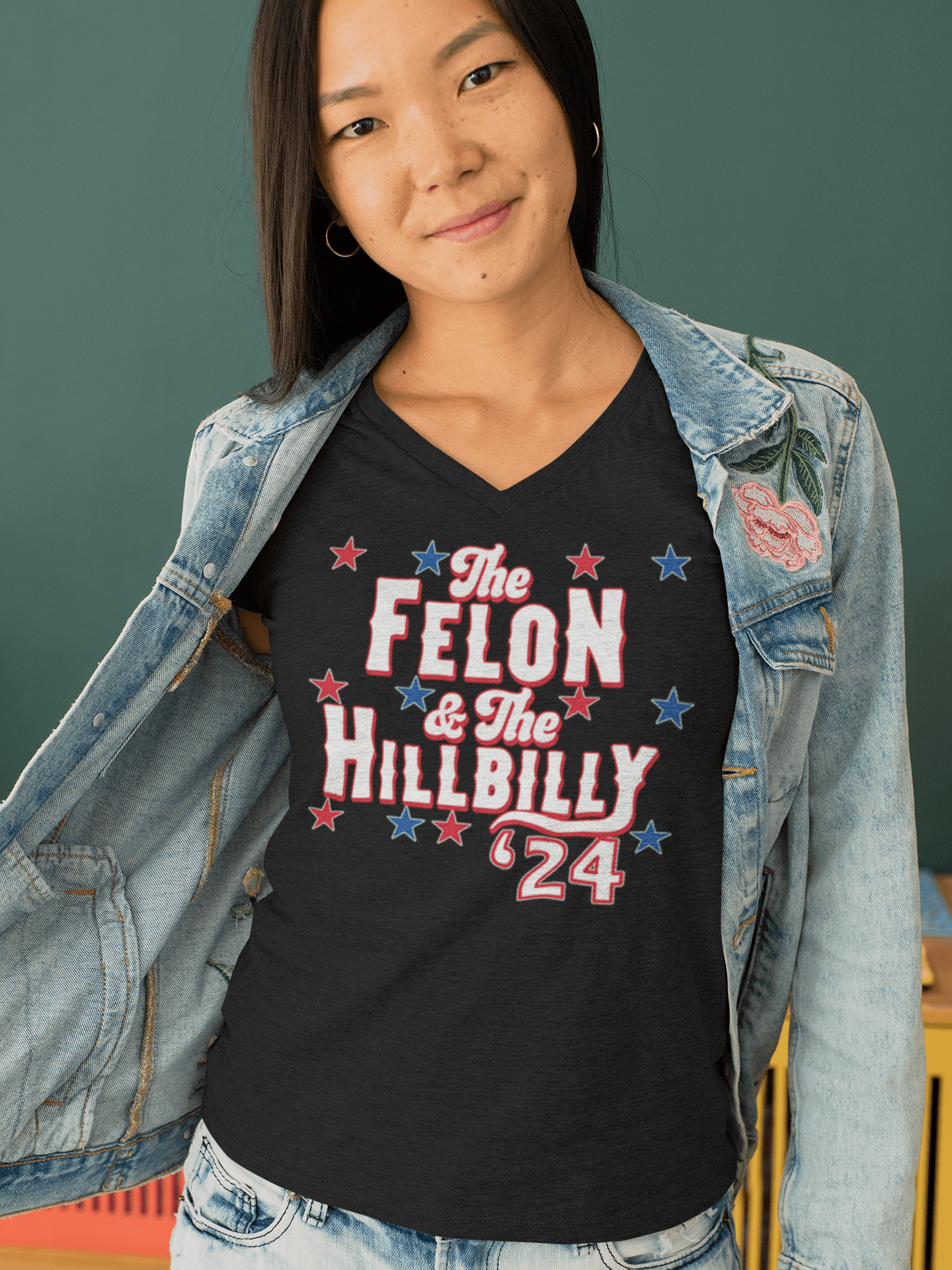 Felon And Hillbilly '24 - Ladies V-Neck