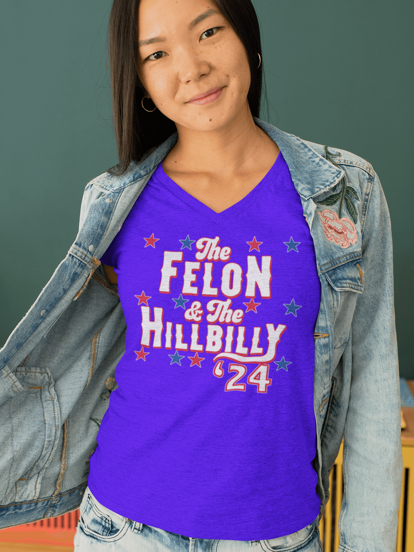 Felon And Hillbilly '24 - Ladies V-Neck