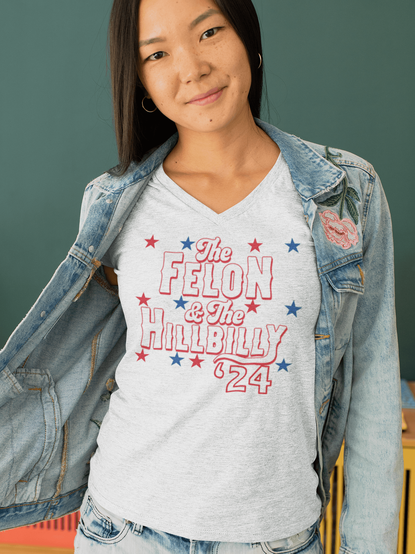 Felon And Hillbilly '24 - Ladies V-Neck