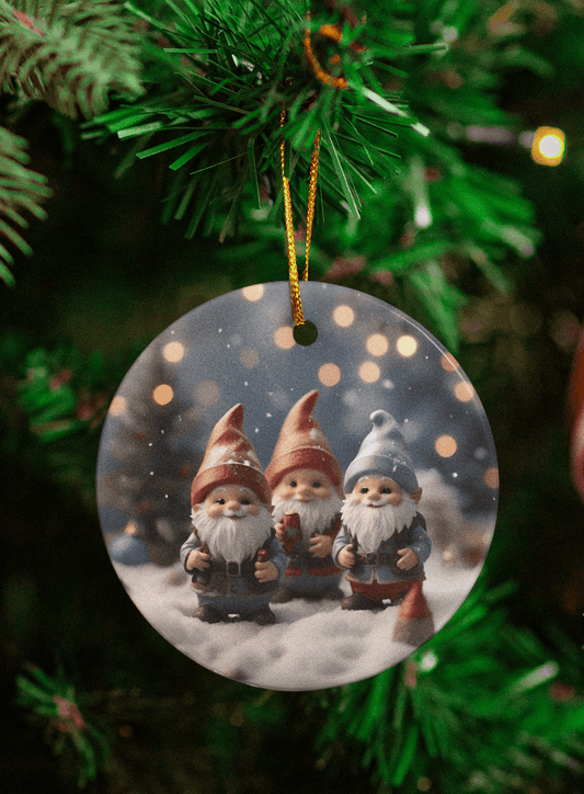 Festive Gnome Friends Ceramic Ornaments (8 designs)