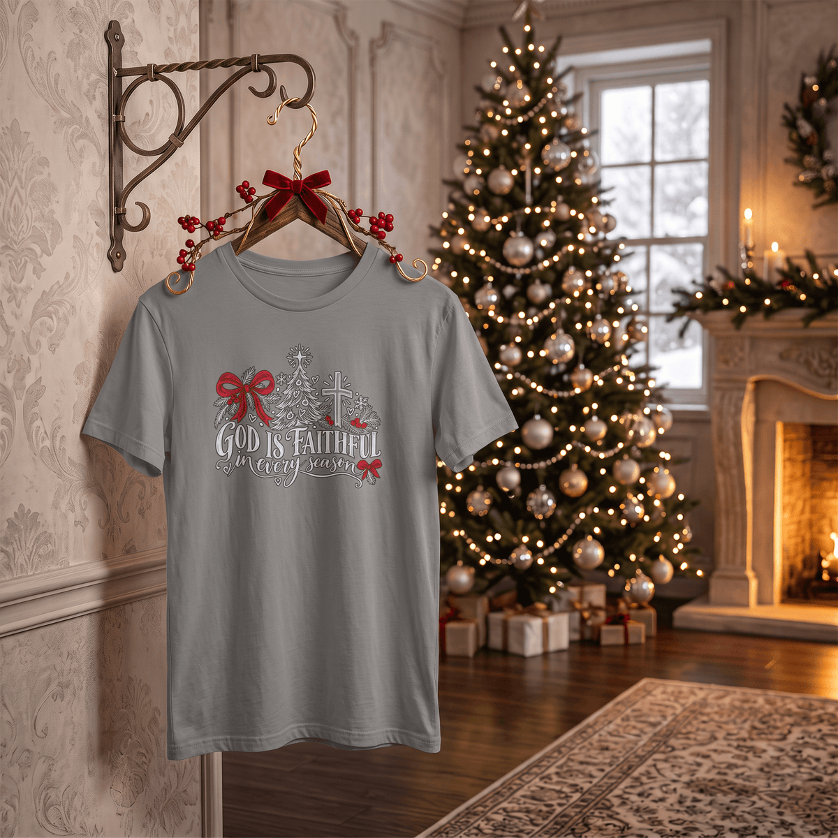 God Is Faithful in Every Season – Christian Christmas T-Shirt