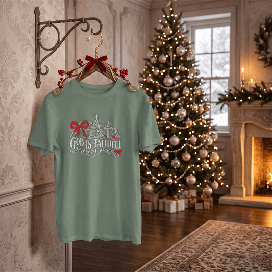 God Is Faithful in Every Season – Christian Christmas T-Shirt