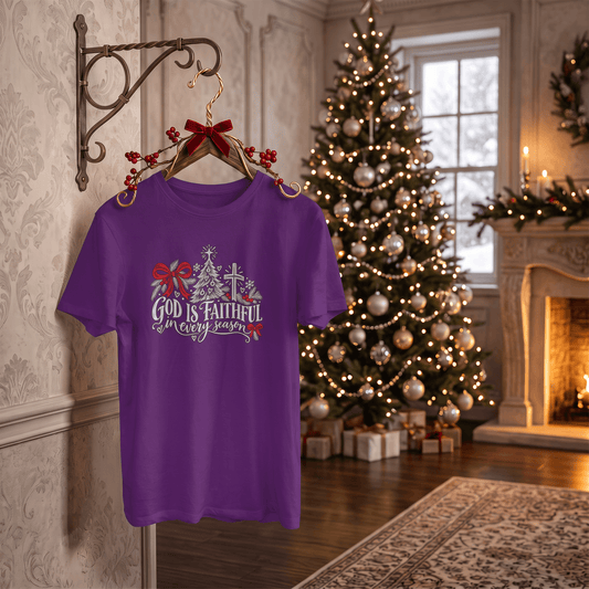 God Is Faithful in Every Season – Christian Christmas T-Shirt