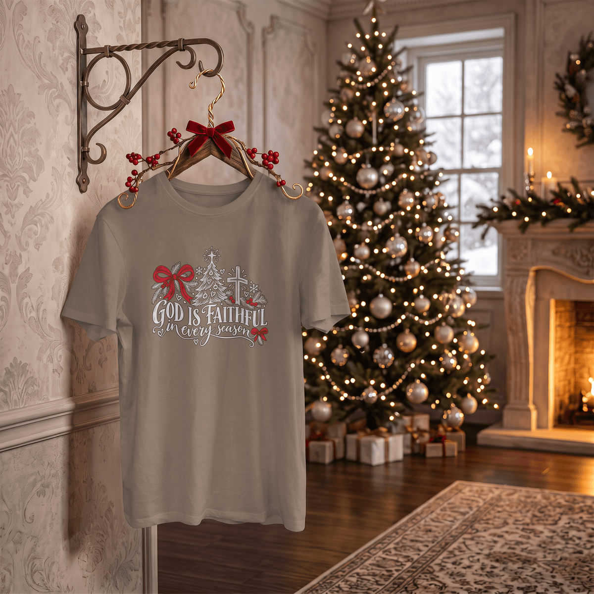 God Is Faithful in Every Season – Christian Christmas T-Shirt