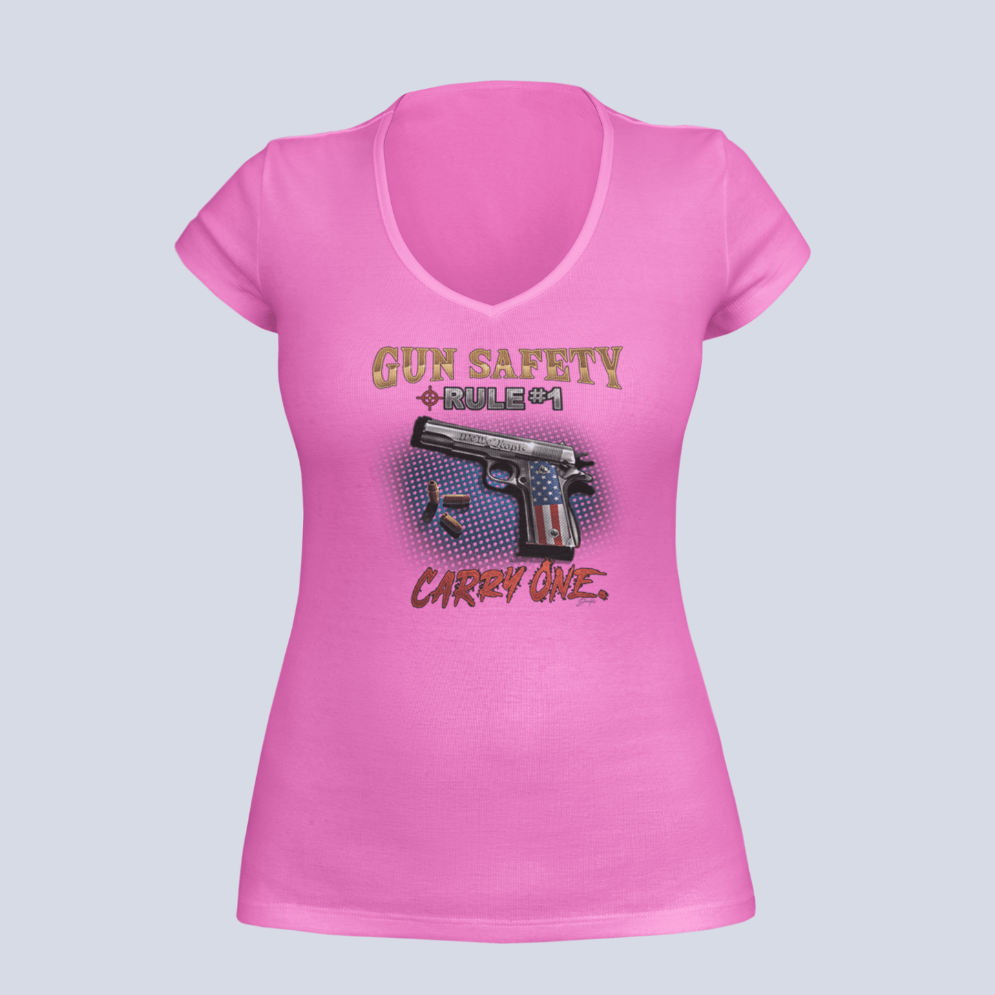 Gun Safety Rule #1: Carry One T-Shirt - Ladies V-Neck