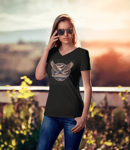 Home of the Brave: America 250 Crest Tee - Ladies V-Neck