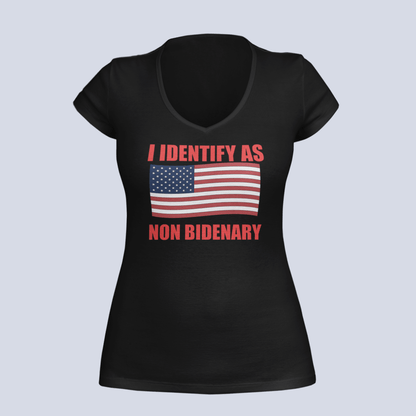 Identify As Non-Bidenary - Ladies V-Neck