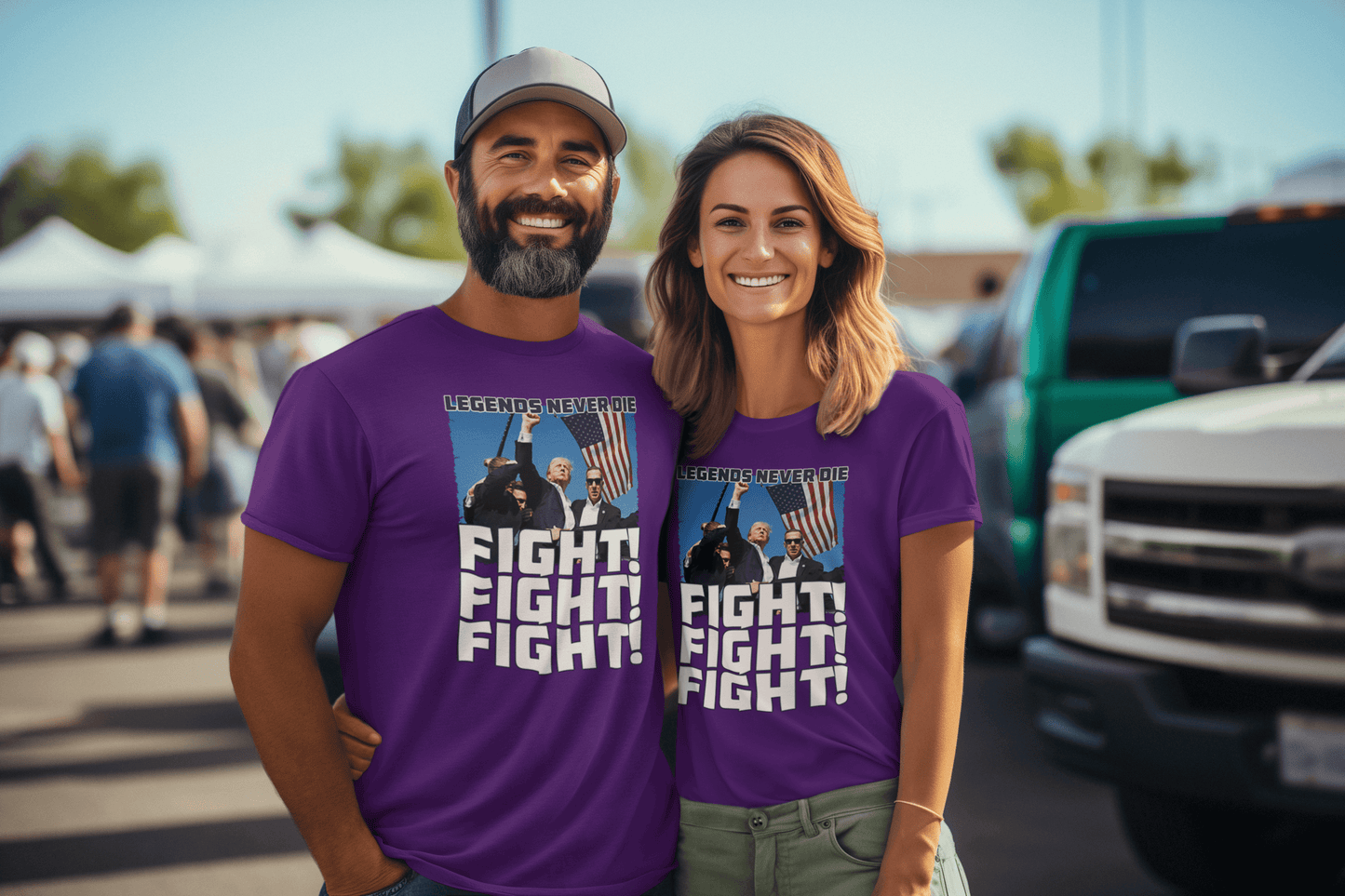 Legends Never Die, FIGHT - Trump T-Shirt Unisex