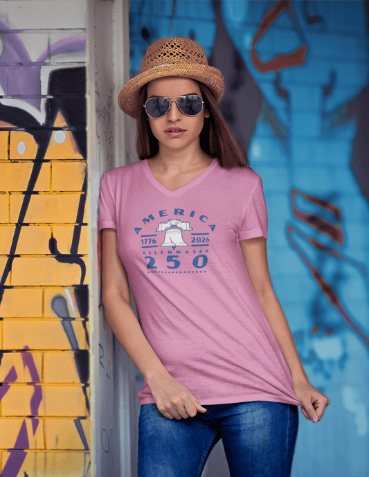 Liberty Rings: America Celebrates 250 - Ladies V-Neck