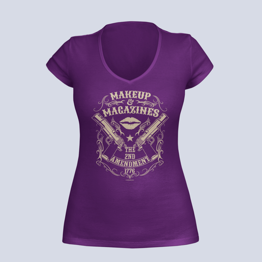 Makeup and Magazines - 2A T-Shirt - Ladies V-Neck