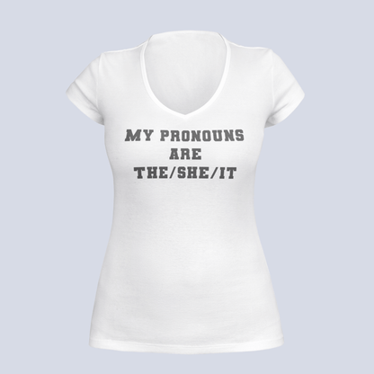 My Pronouns are The/She /IT - Ladies V-Neck T-Shirt