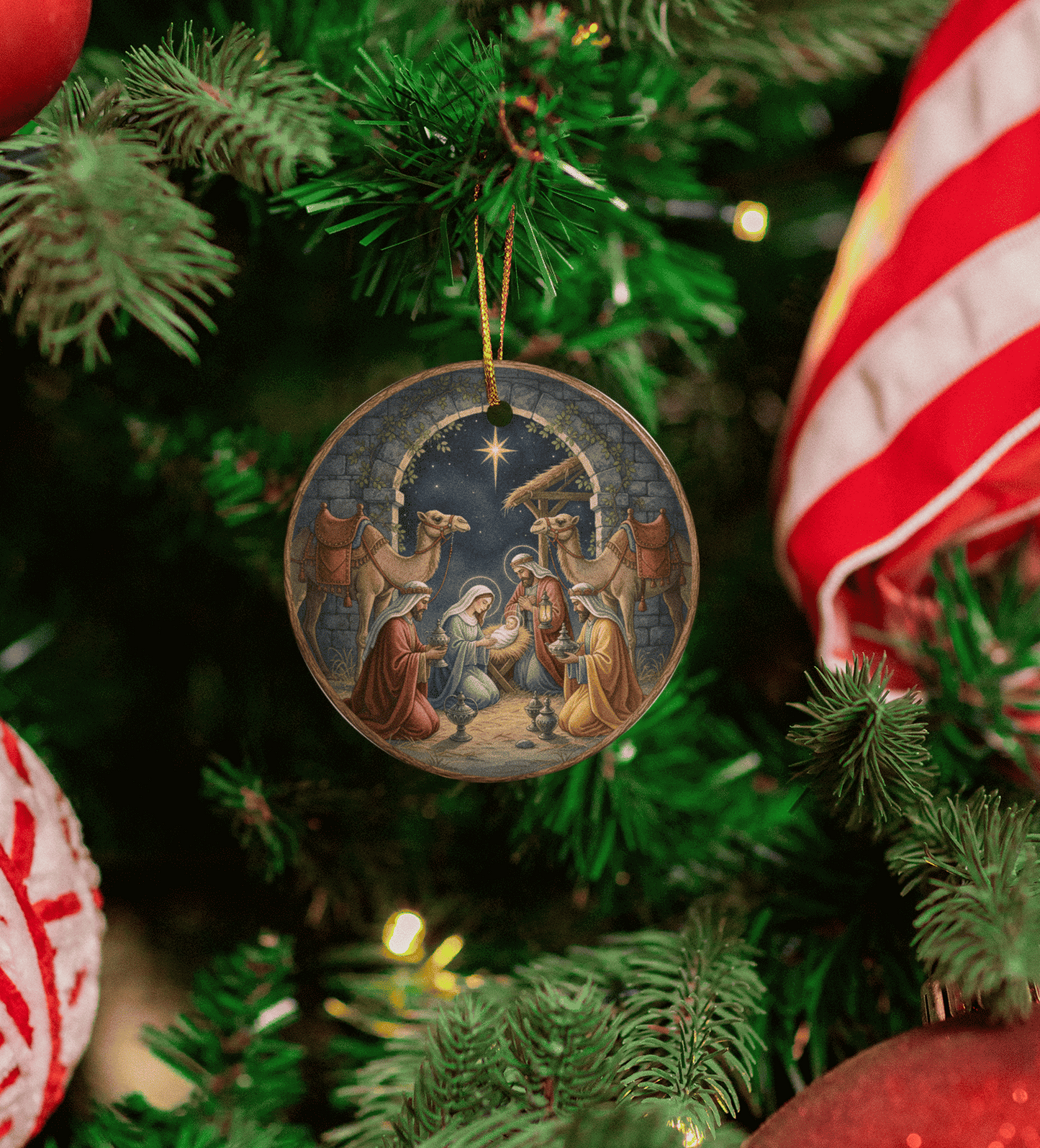 Nativity Scene Ceramic Ornaments – Sold Individually