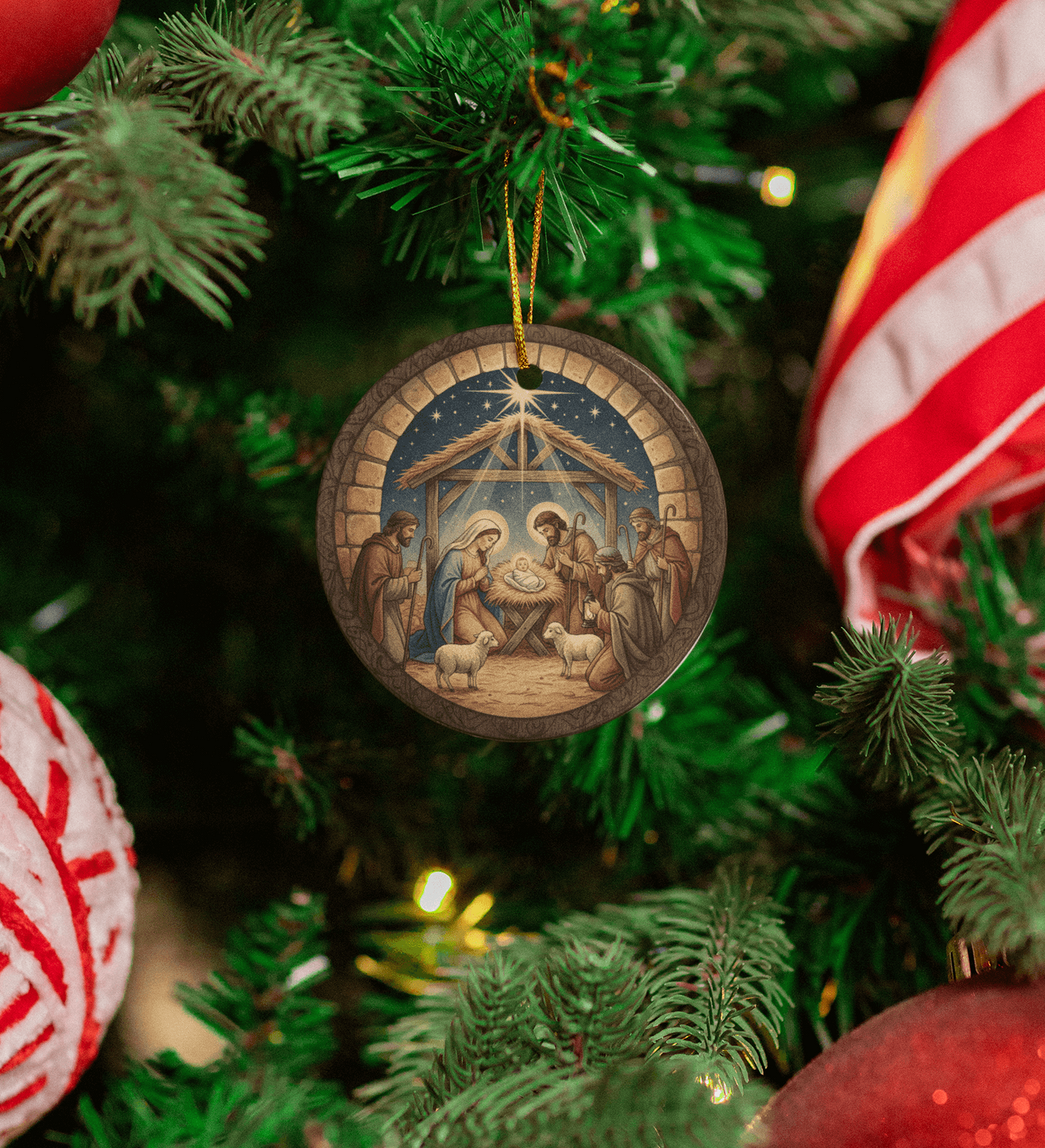 Nativity Scene Ceramic Ornaments – Sold Individually