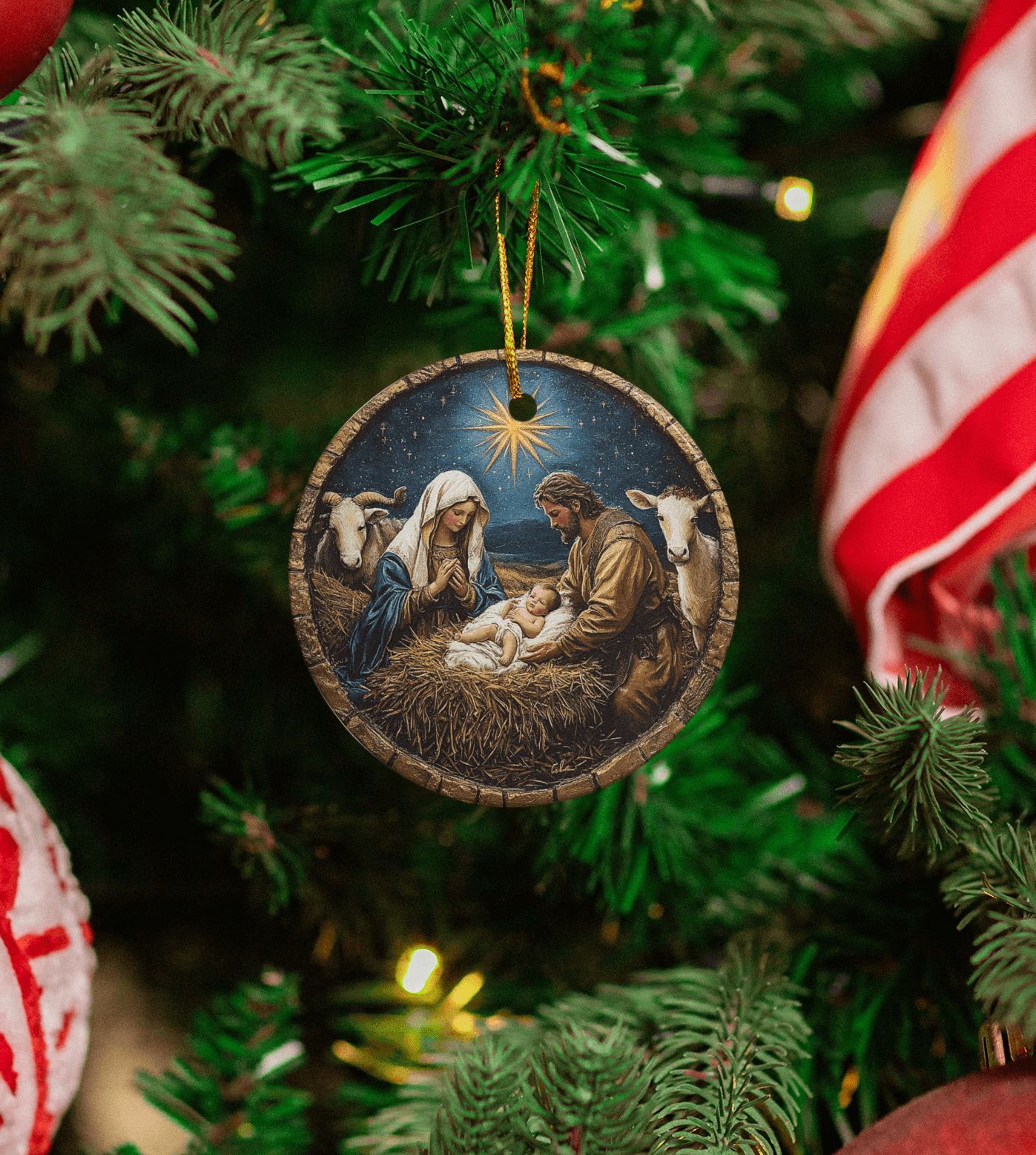 Nativity Scene Ceramic Ornaments – Sold Individually