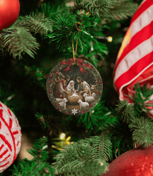 Nativity Wreath Ceramic Ornaments – Sold Individually
