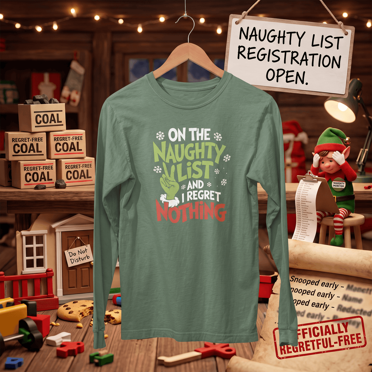Naughty List & No Regrets – Long Sleeve T-Shirt