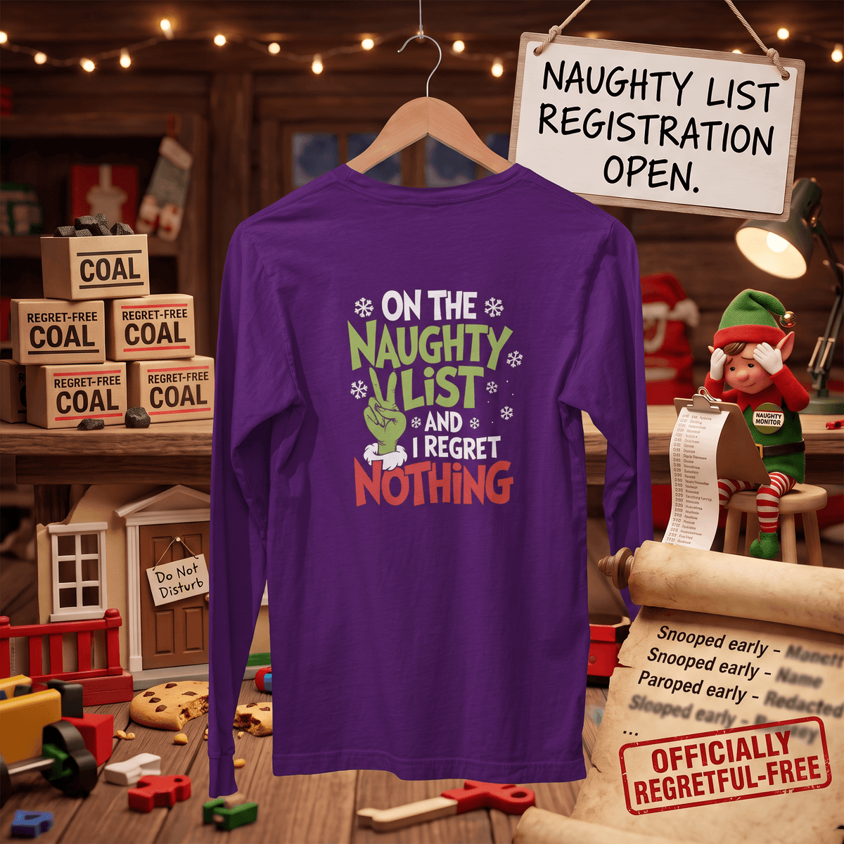 Naughty List & No Regrets – Long Sleeve T-Shirt