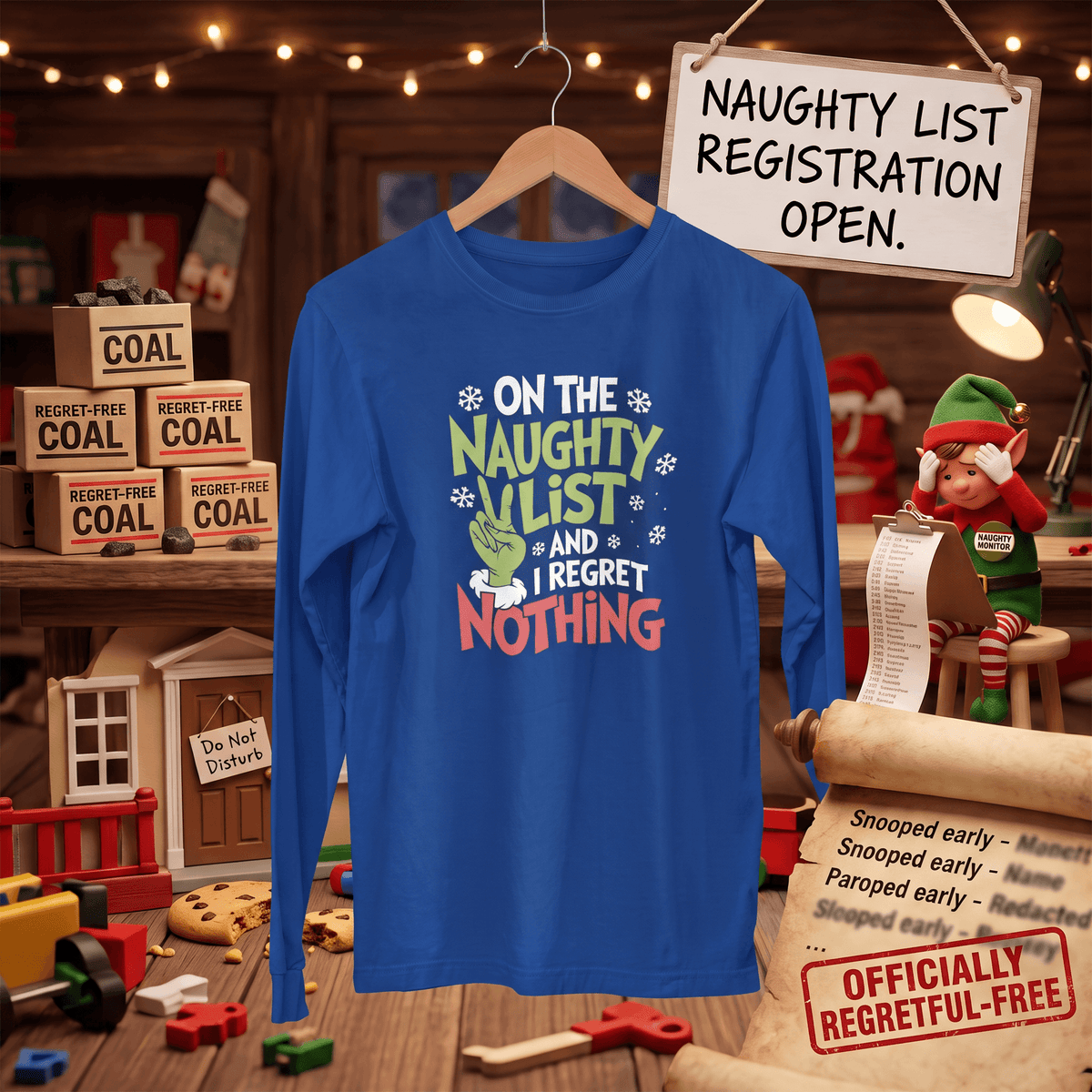 Naughty List & No Regrets – Long Sleeve T-Shirt