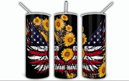 Patriot Eagle & Sunflowers - 20 Oz Tumbler