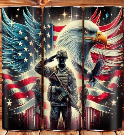 Soldier Saluting Flag Tumbler