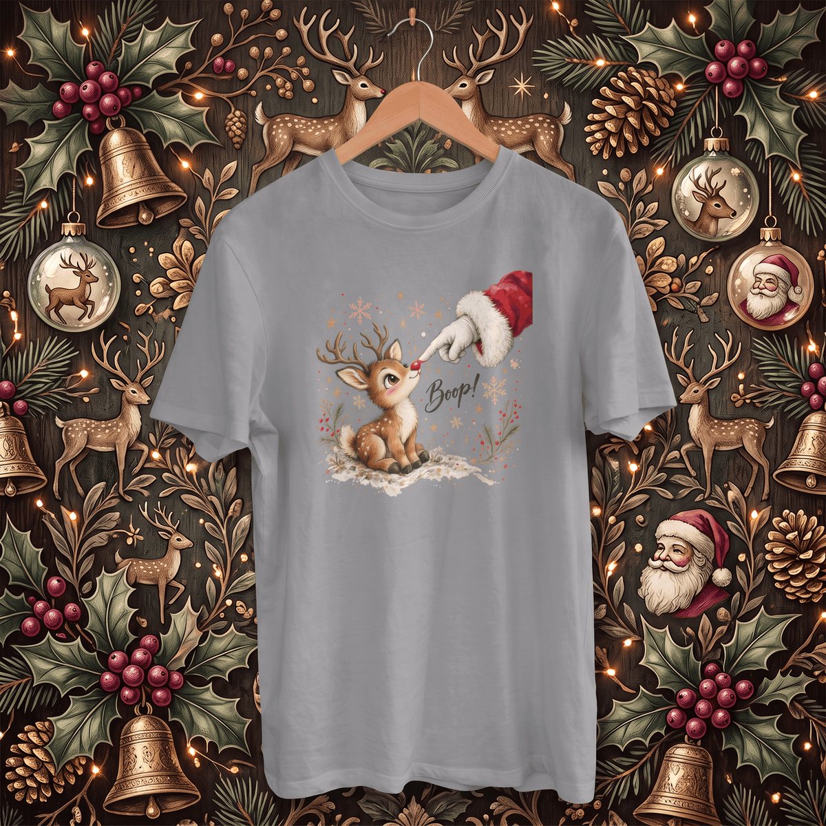 Santa's Rudolph Boop! – Adult Christmas T-Shirt