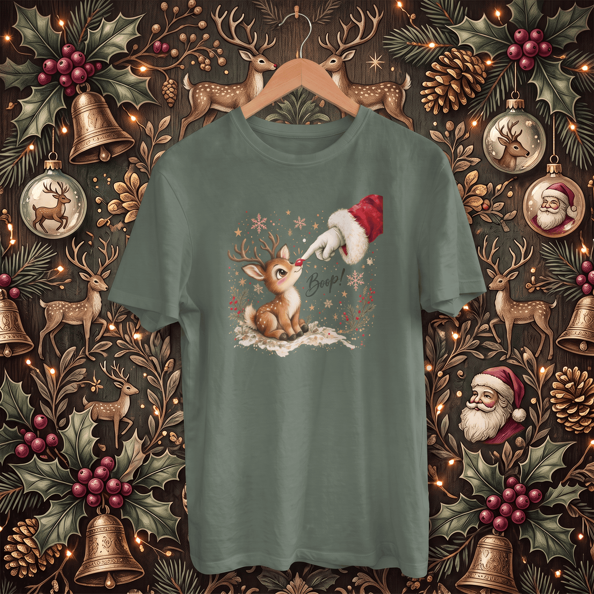 Santa's Rudolph Boop! – Adult Christmas T-Shirt