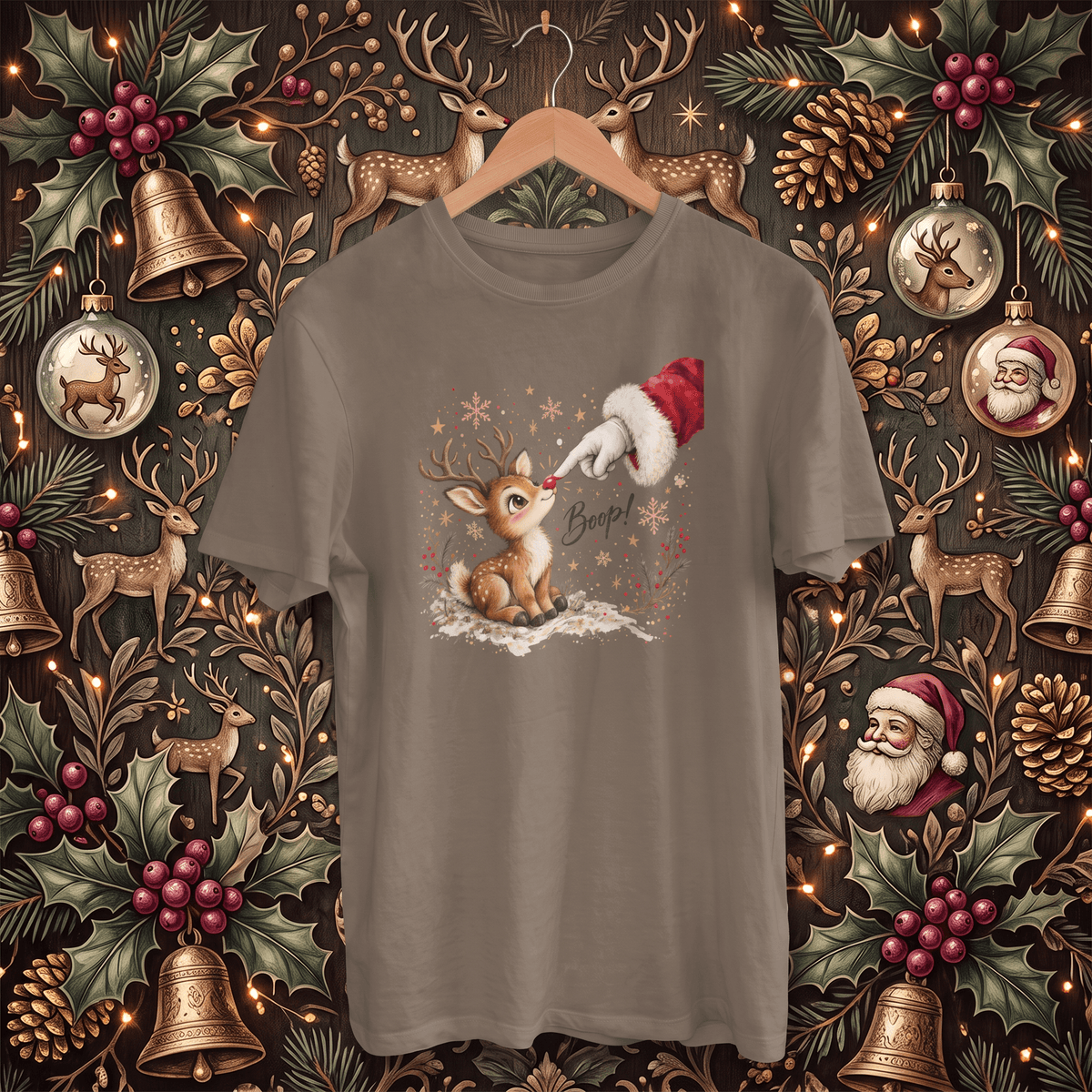 Santa's Rudolph Boop! – Adult Christmas T-Shirt