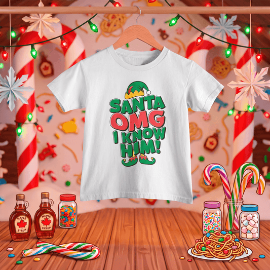 Santa! OMG, I Know Him! – Youth Christmas T-Shirt