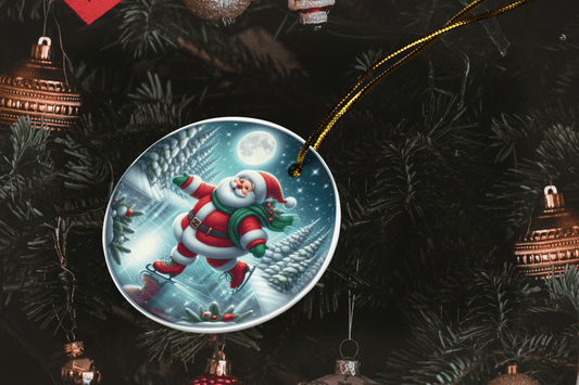 Santa Skating Christmas Ornament