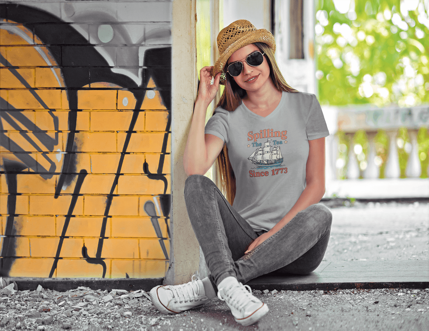 Spilling the Tea Since 1773 - Ladies V-Neck