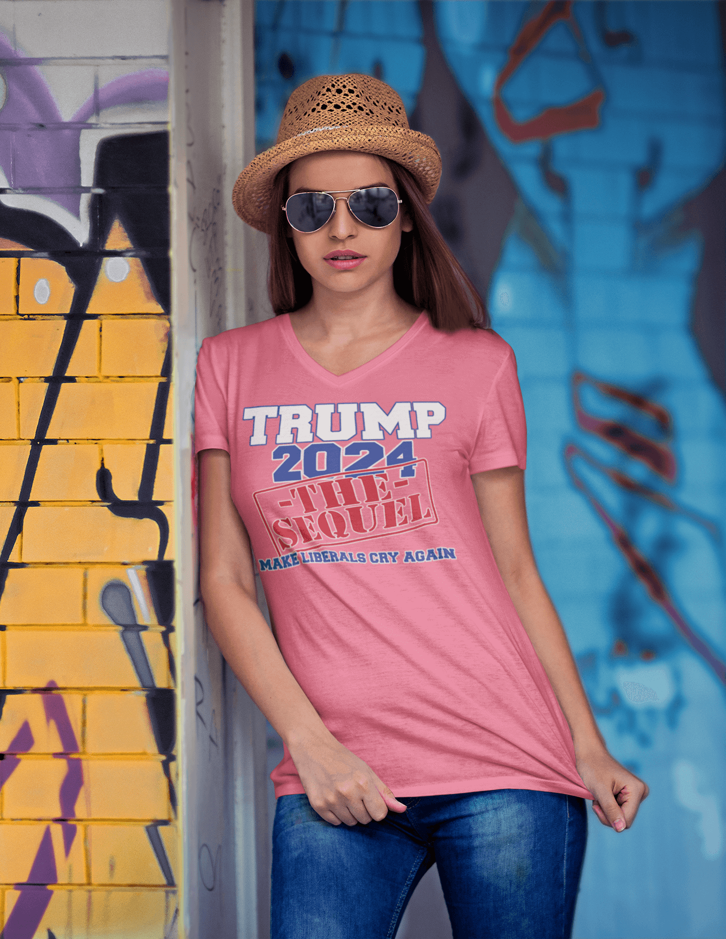 Trump: The Sequel. Make Liberals Cry Again - Ladies V-Neck