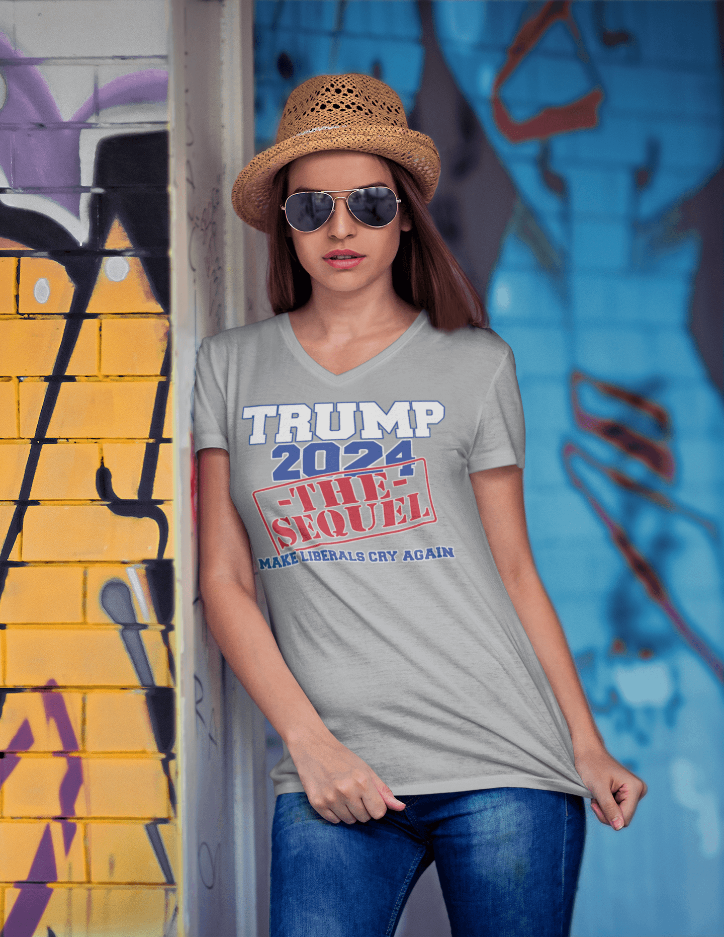 Trump: The Sequel. Make Liberals Cry Again - Ladies V-Neck