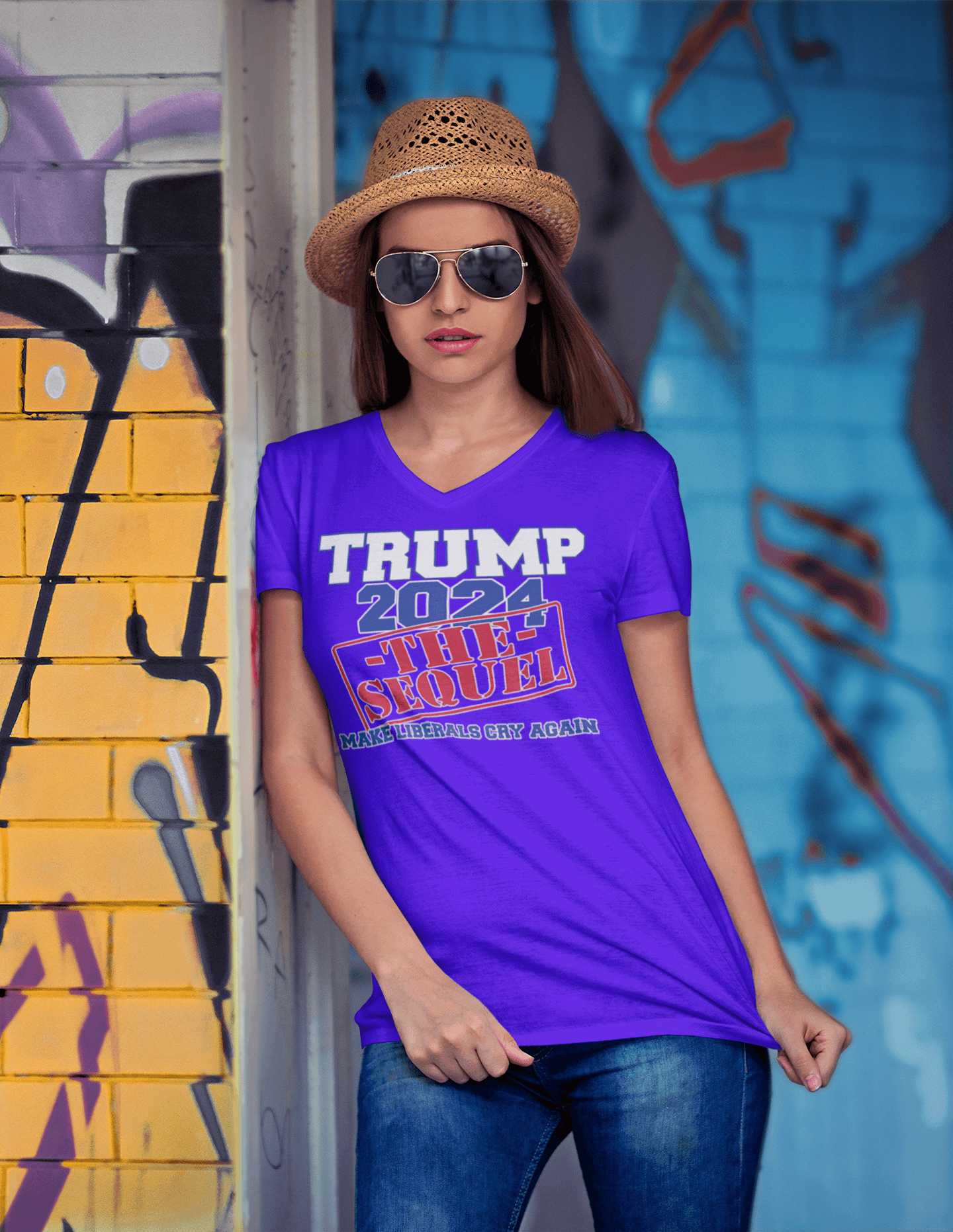 Trump: The Sequel. Make Liberals Cry Again - Ladies V-Neck