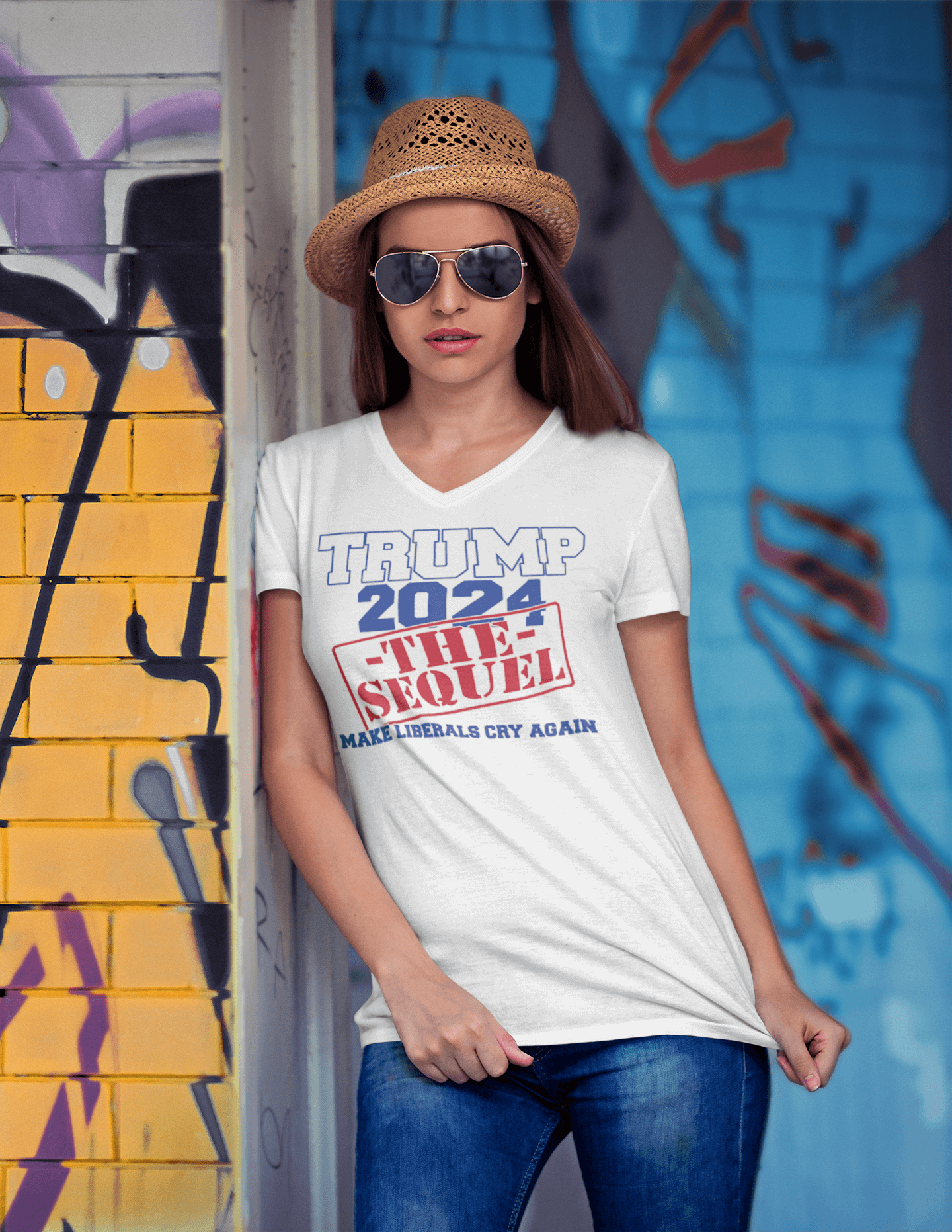 Trump: The Sequel. Make Liberals Cry Again - Ladies V-Neck