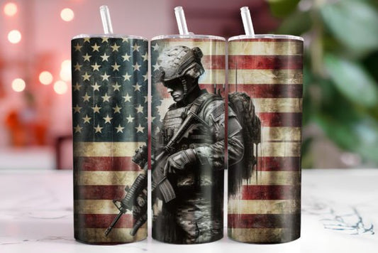 American Combat Soldier Tumbler