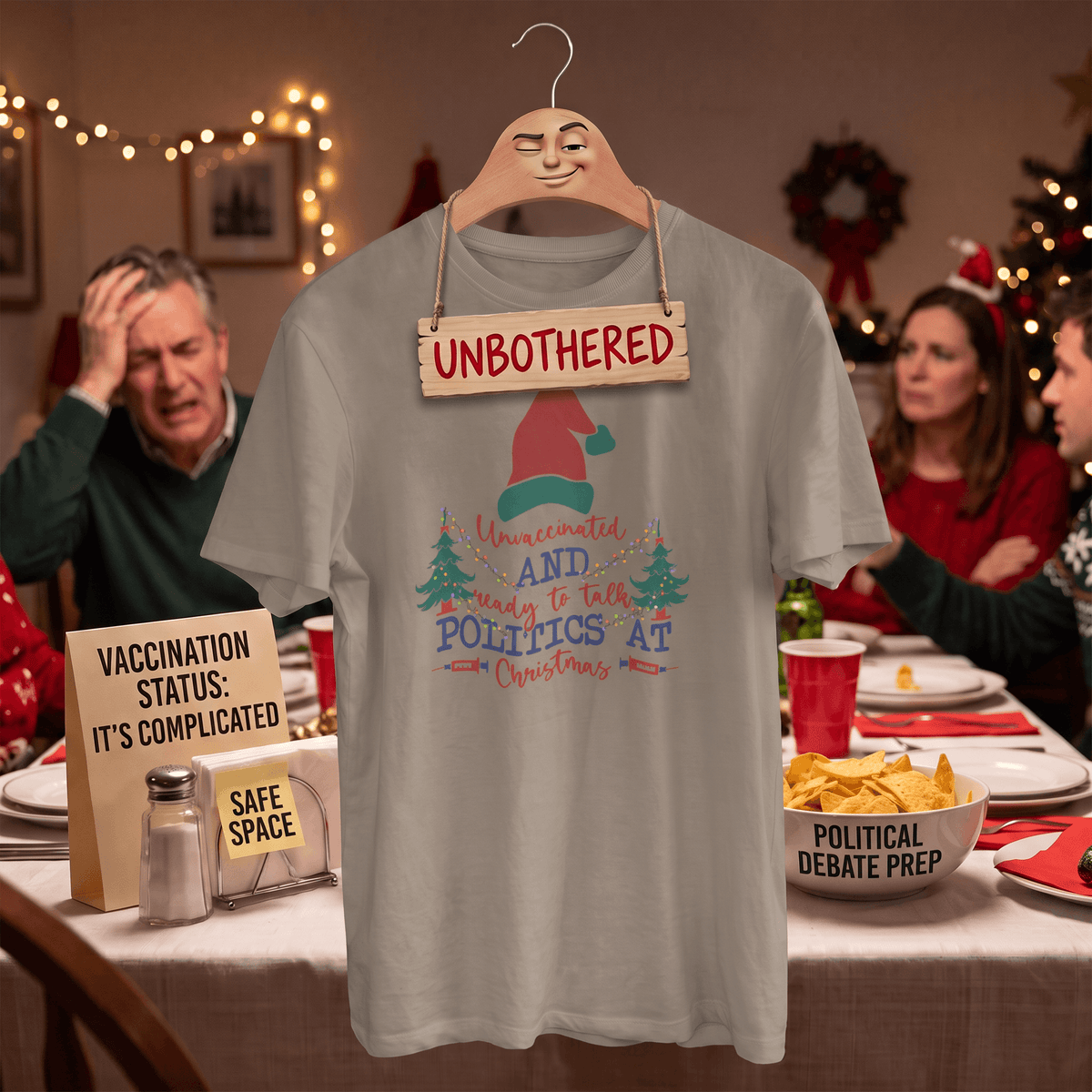 Unvaccinated & Ready to Talk Politics – Christmas T-Shirt