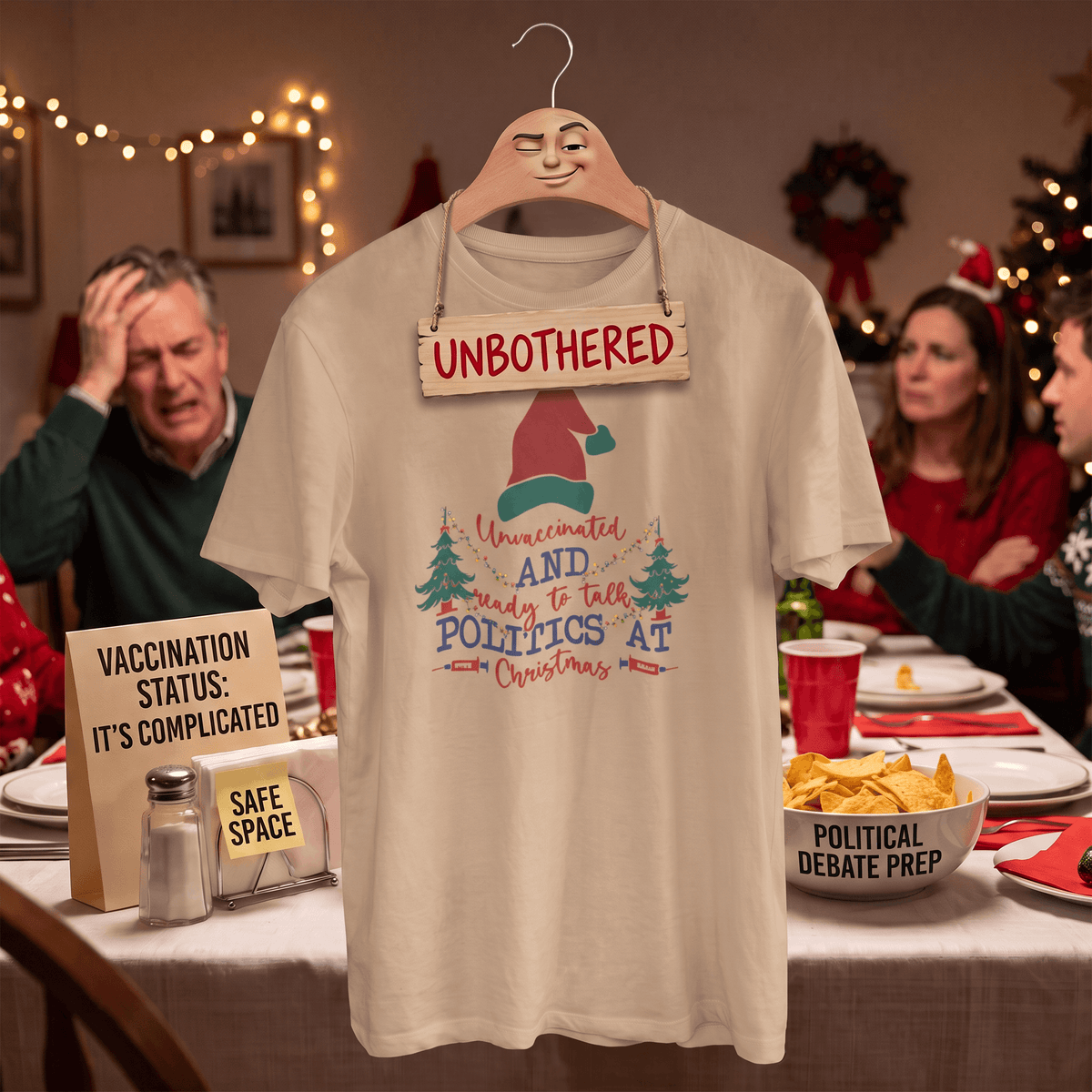 Unvaccinated & Ready to Talk Politics – Christmas T-Shirt