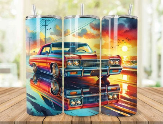 Vintage Sunset Classic Car - 20 Oz Tumbler