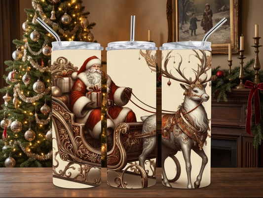 Vintage Santa & Sleigh - 20 Oz Tumbler