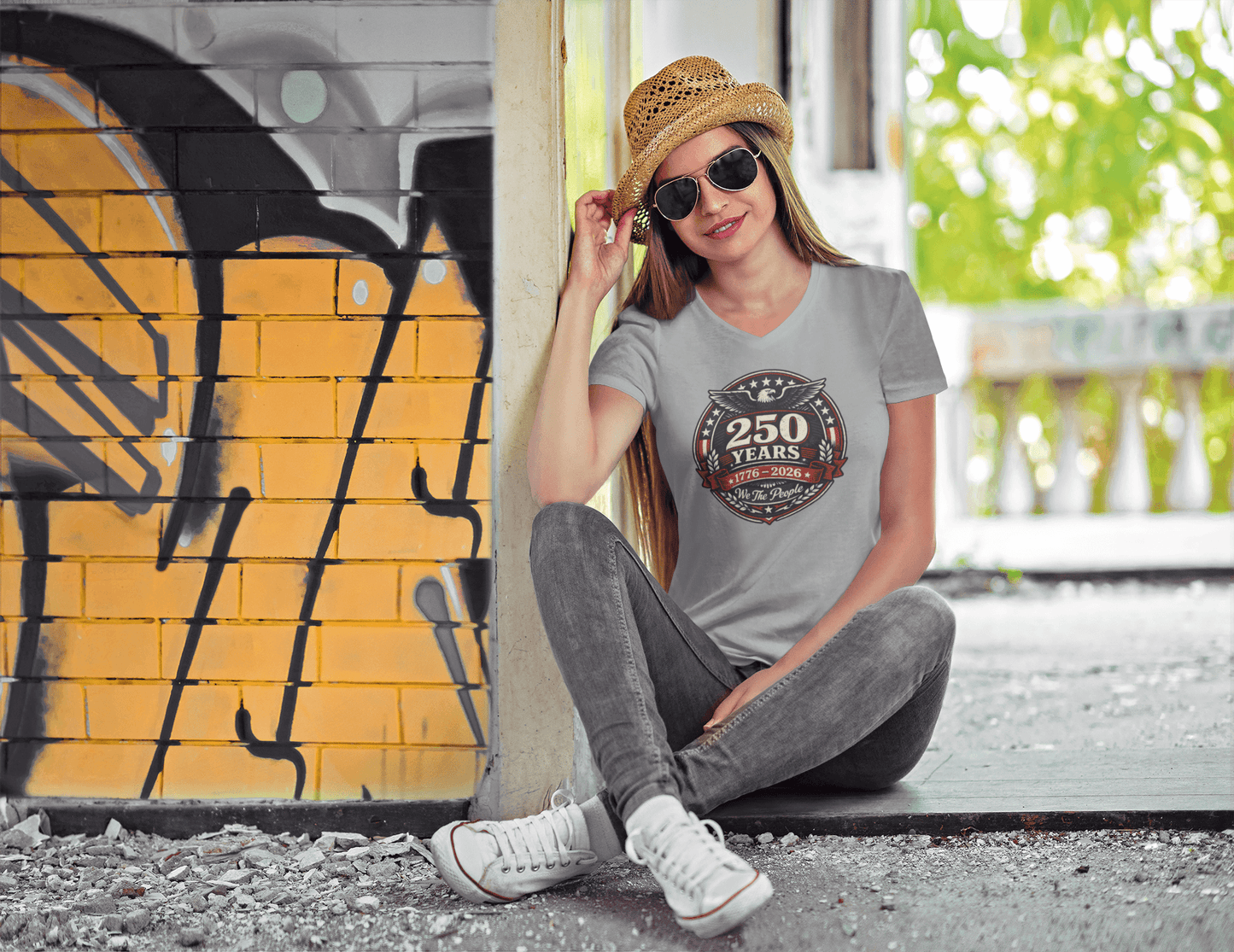 We The People: 250-Year Emblem - Ladies V-Neck