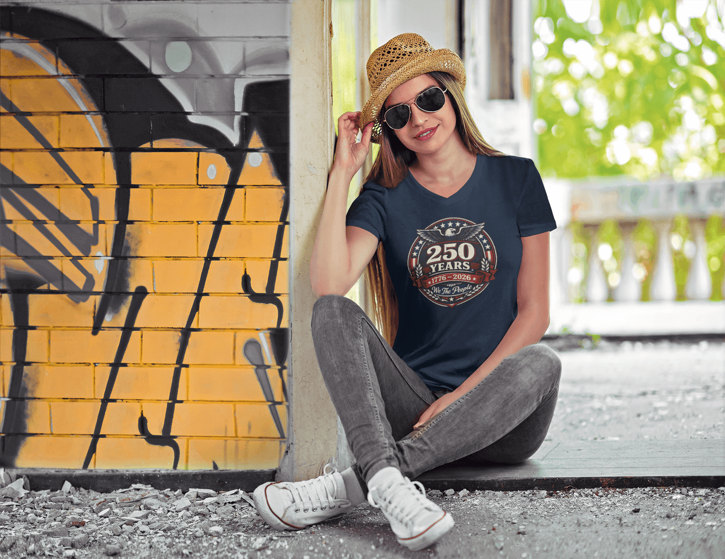 We The People: 250-Year Emblem - Ladies V-Neck