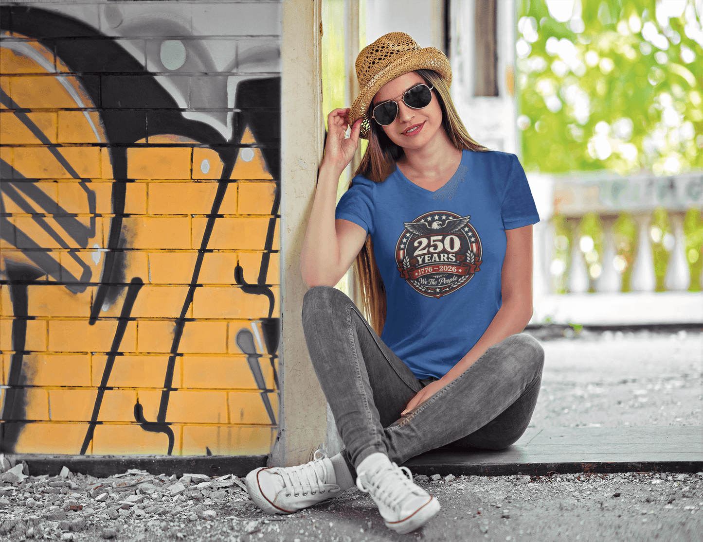 We The People: 250-Year Emblem - Ladies V-Neck