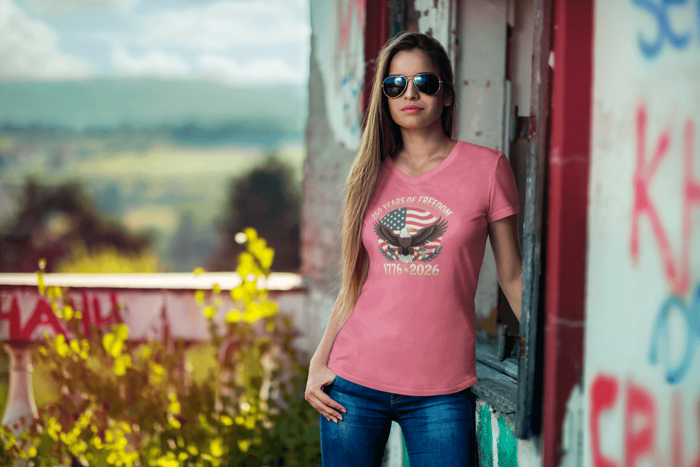 Wings of Freedom: The 250-Year American Legacy - Ladies V-Neck