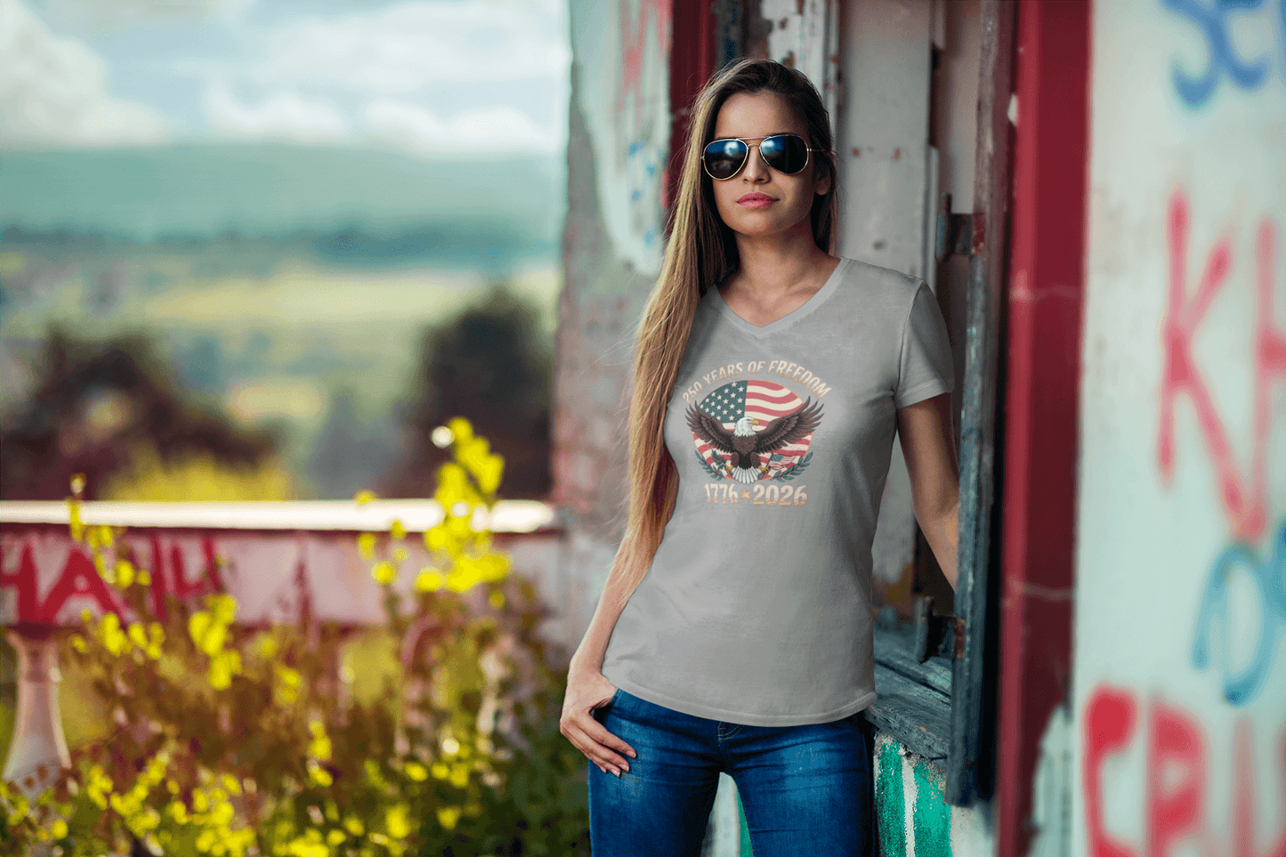 Wings of Freedom: The 250-Year American Legacy - Ladies V-Neck