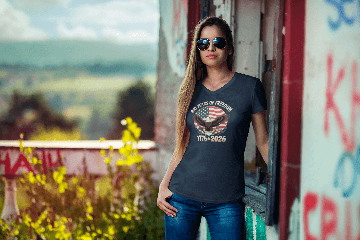 Wings of Freedom: The 250-Year American Legacy - Ladies V-Neck