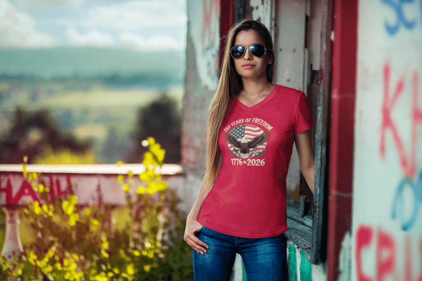 Wings of Freedom: The 250-Year American Legacy - Ladies V-Neck