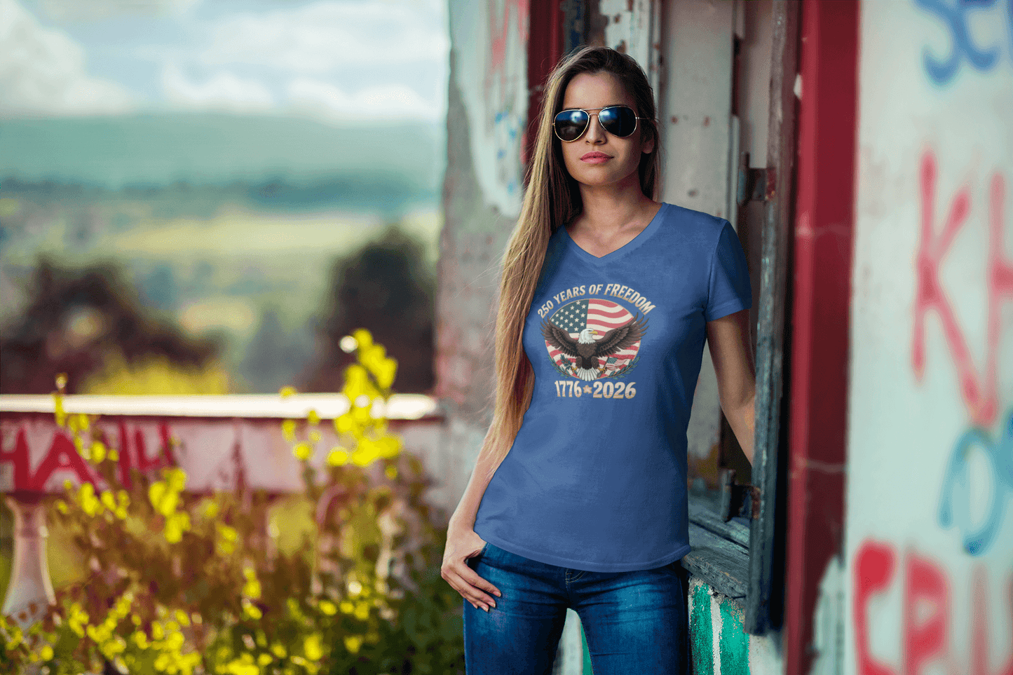 Wings of Freedom: The 250-Year American Legacy - Ladies V-Neck