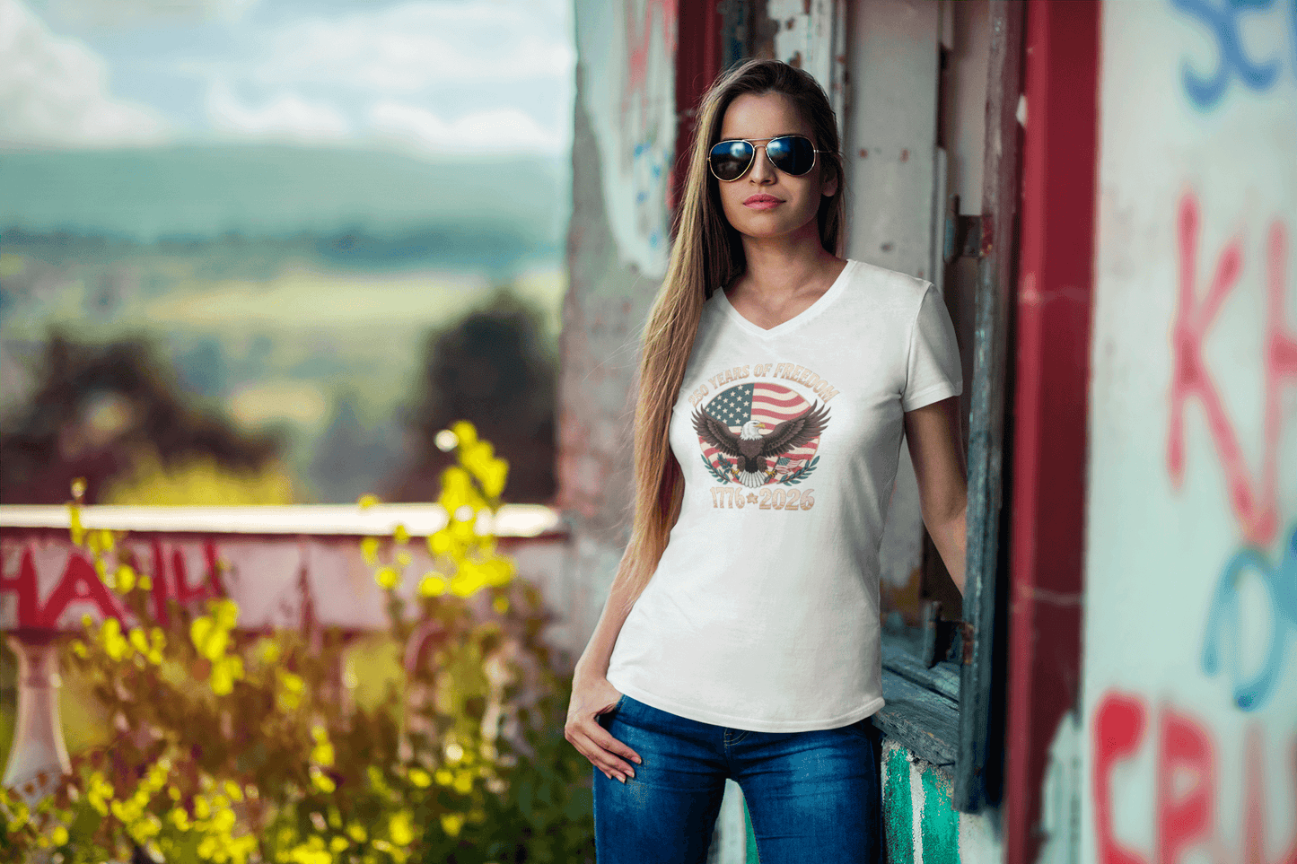 Wings of Freedom: The 250-Year American Legacy - Ladies V-Neck